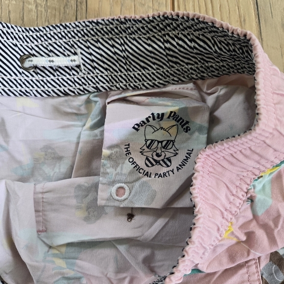 Party Pants Mens Xl Pink Surfing Print Swim Shorts - Picture 9 of 9